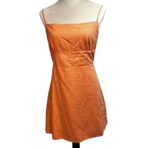 Sunday Best Linen and Organic Cotton Orange Spaghetti Strap Sundress Size XL